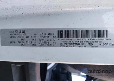 2019 Ram Promaster 1500 High Roof 136 Wb z USA, uszkodzony, nr VIN 3C6TRVBG4KE538888